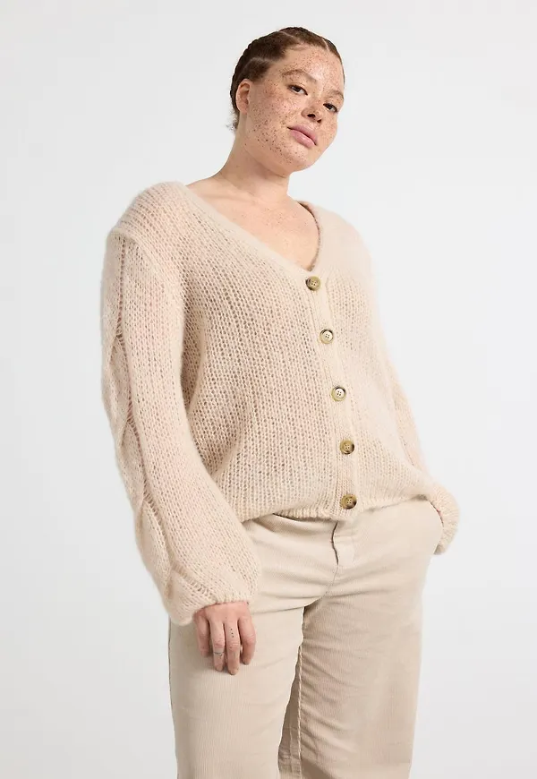 Stickad cardigan i ullblandning