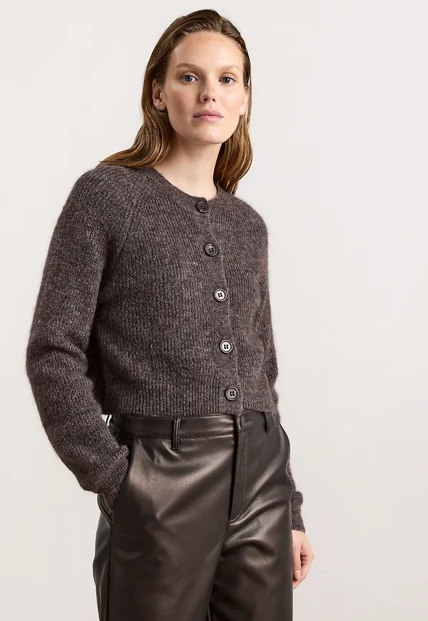 Stickad cardigan i ullblandning