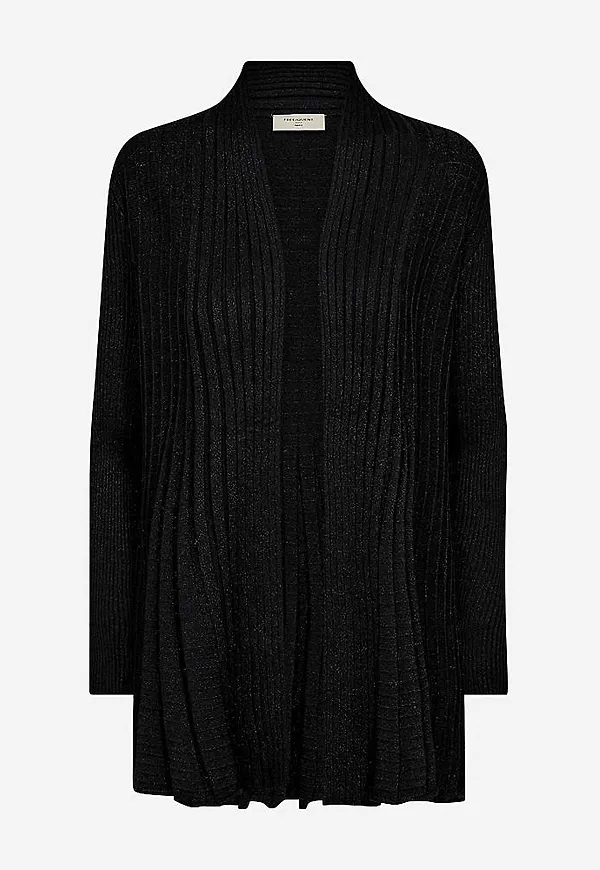 Stickad cardigan med diskreta glittertrådar