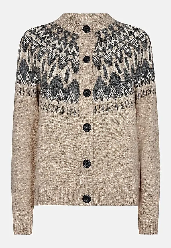 Stickad cardigan med fair isle-mönster Merla