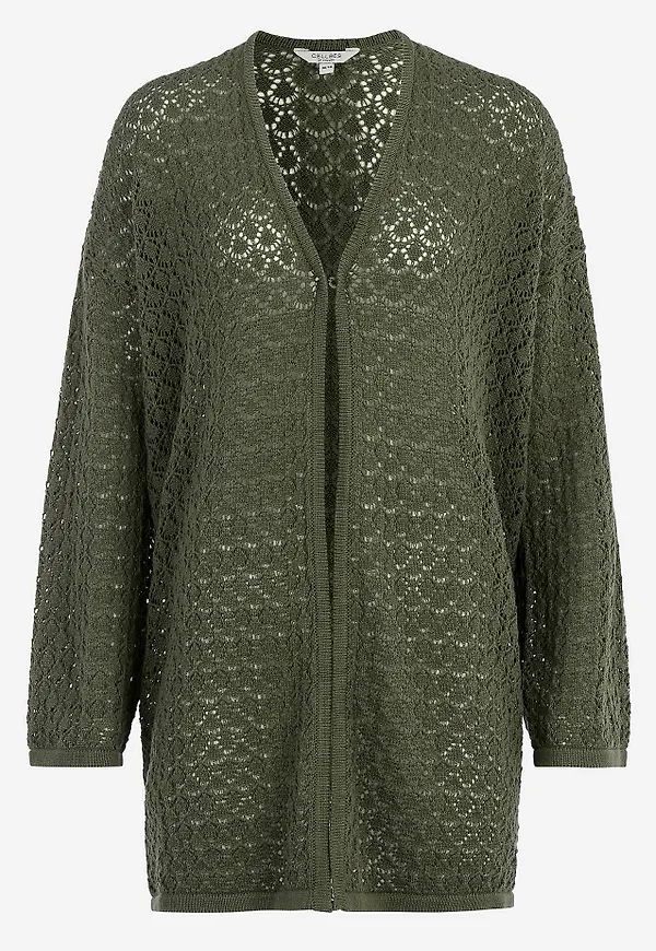 Stickad cardigan med hålmönster