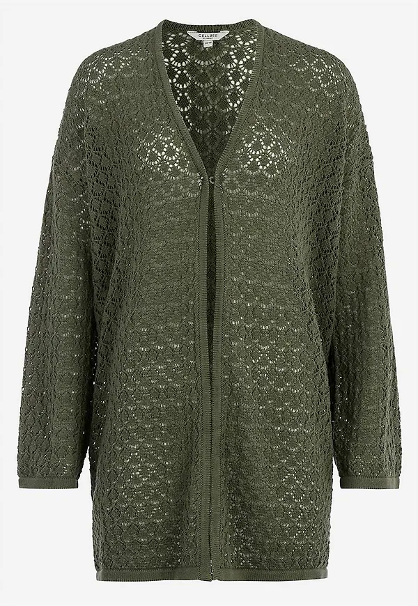 Stickad cardigan med hålmönster