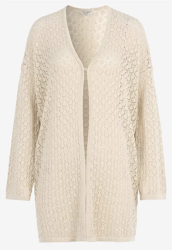 Stickad cardigan med hålmönster