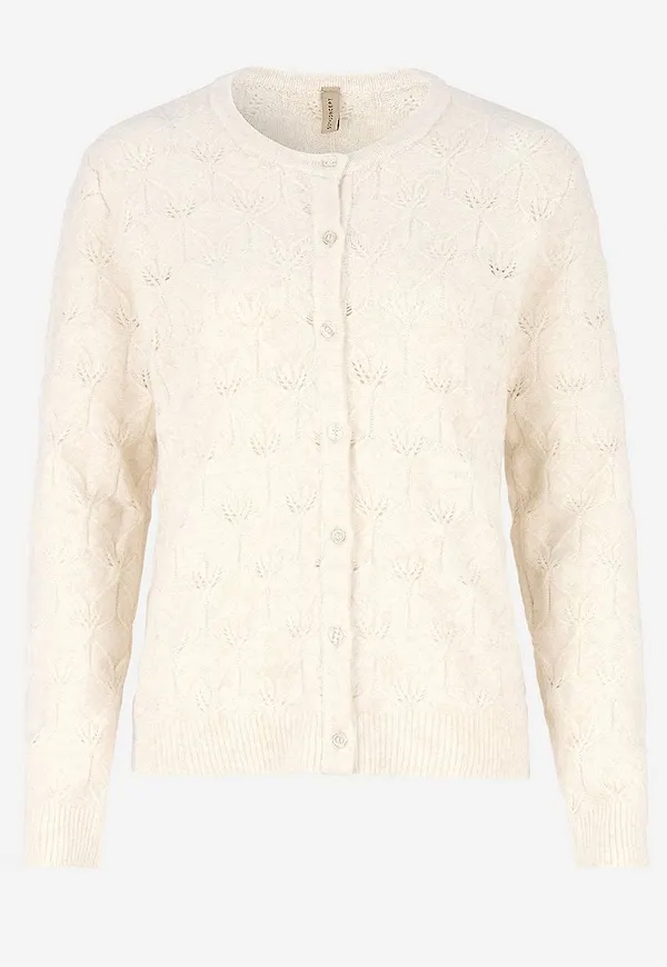 Stickad cardigan med hålmönster