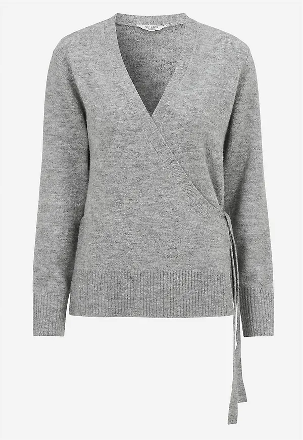 Stickad cardigan med omlottdesign