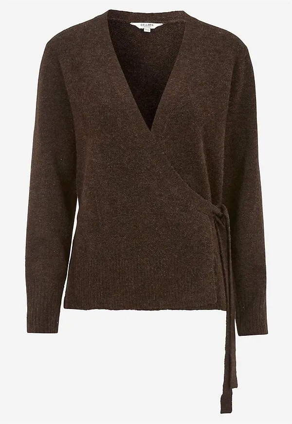 Stickad cardigan med omlottdesign