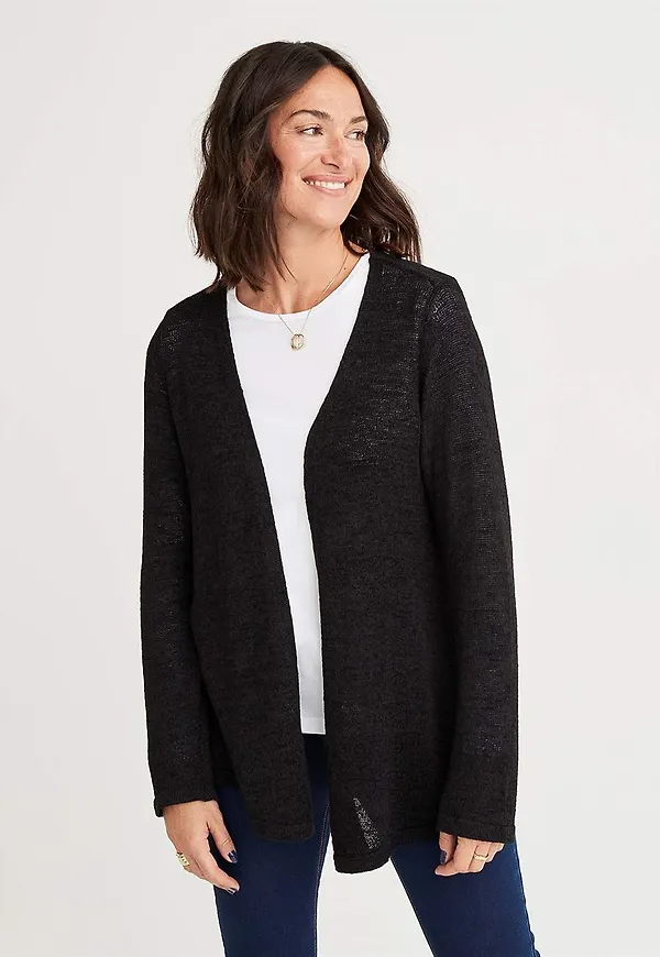 Stickad cardigan med öppen front Marika