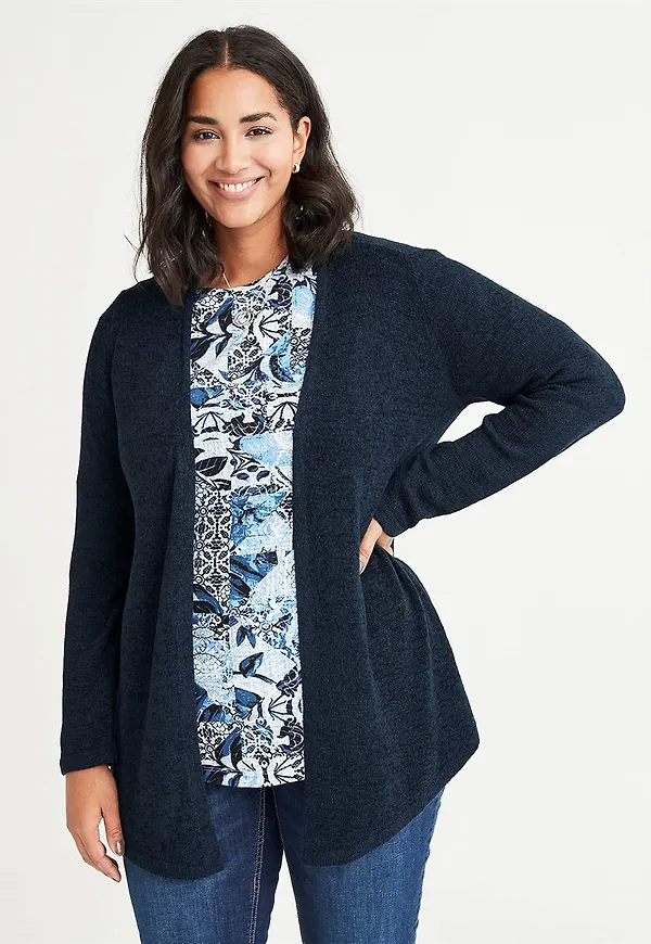 Stickad cardigan med öppen front Marika