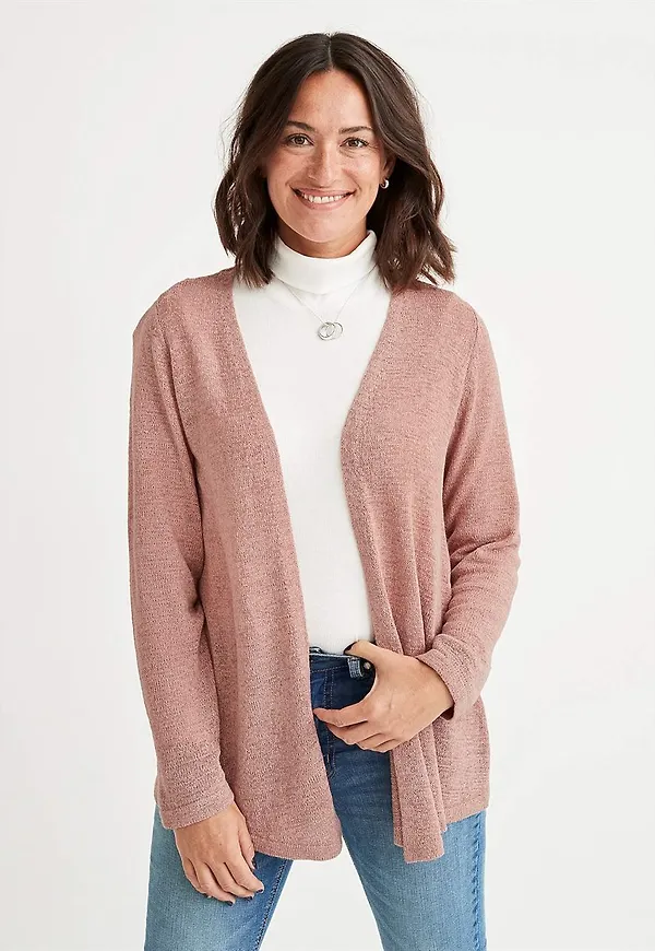Stickad cardigan med öppen front Marika