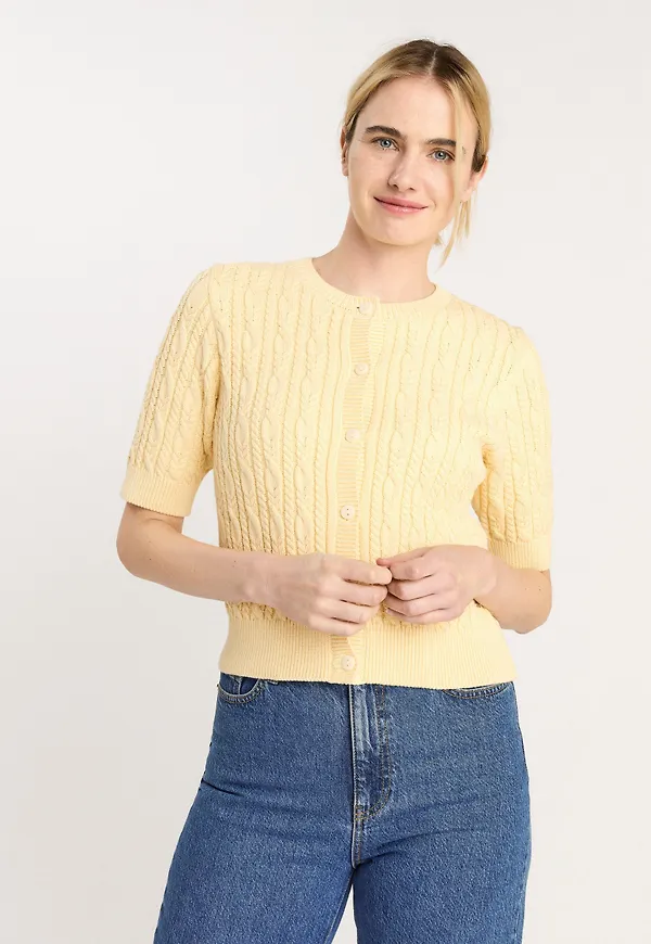 Stickad kortärmad cardigan