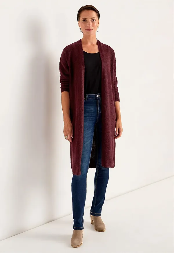 Stickad, lång cardigan