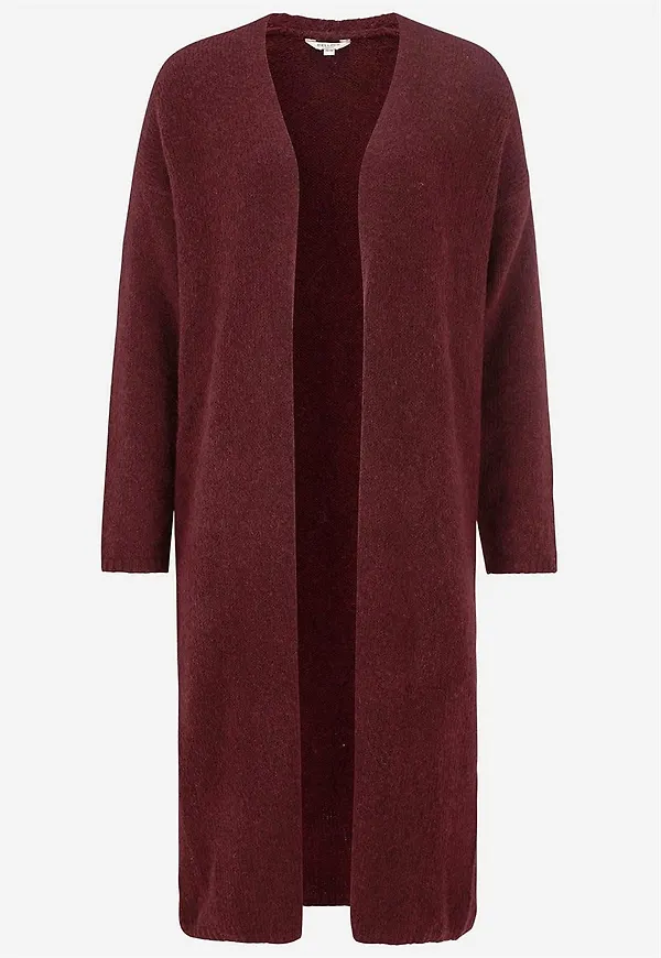 Stickad, lång cardigan