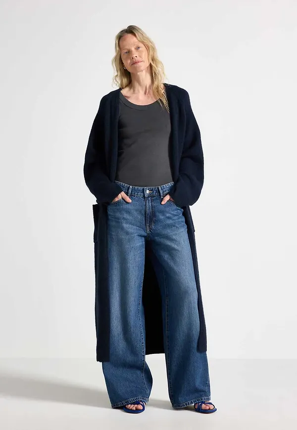 Stickad lång cardigan