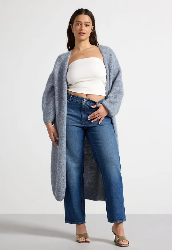 Stickad lång cardigan