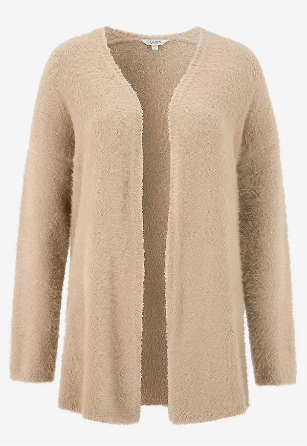 Stickad, öppen cardigan