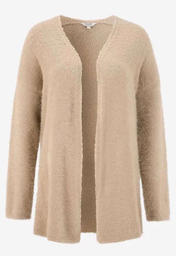 Stickad, öppen cardigan
