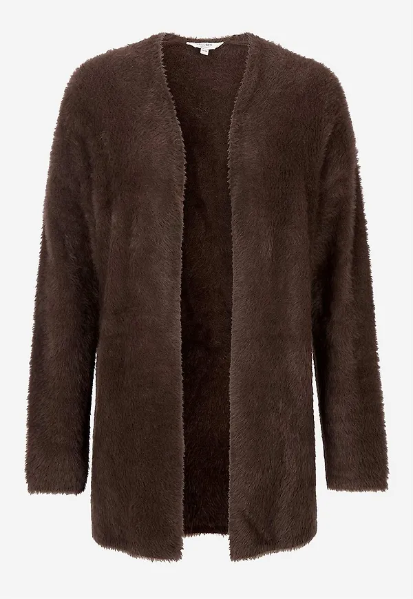 Stickad, öppen cardigan