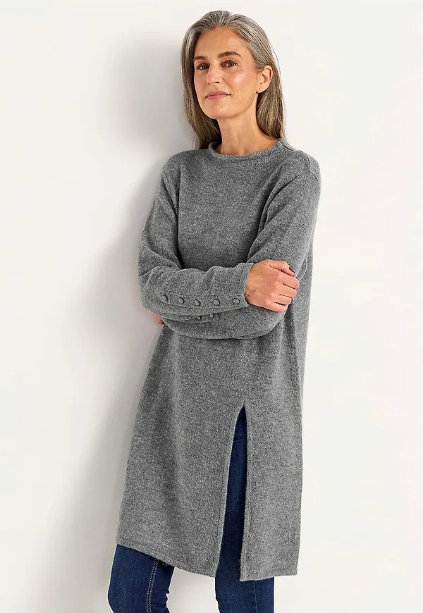 Stickad tunika med slits