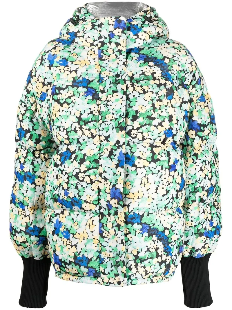 Stine Goya blommig puffjacka - Grön