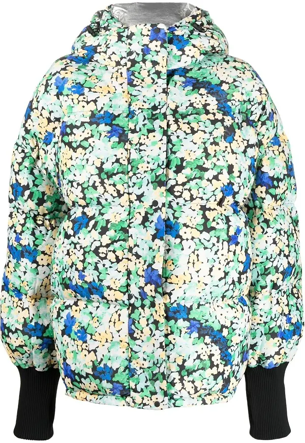 Stine Goya blommig puffjacka - Grön
