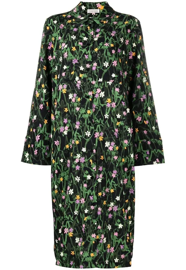 Stine Goya blommig skjortklänning - Grön