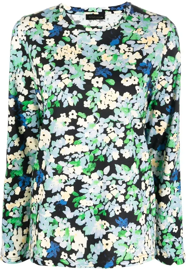 Stine Goya blommig t-shirt - Svart