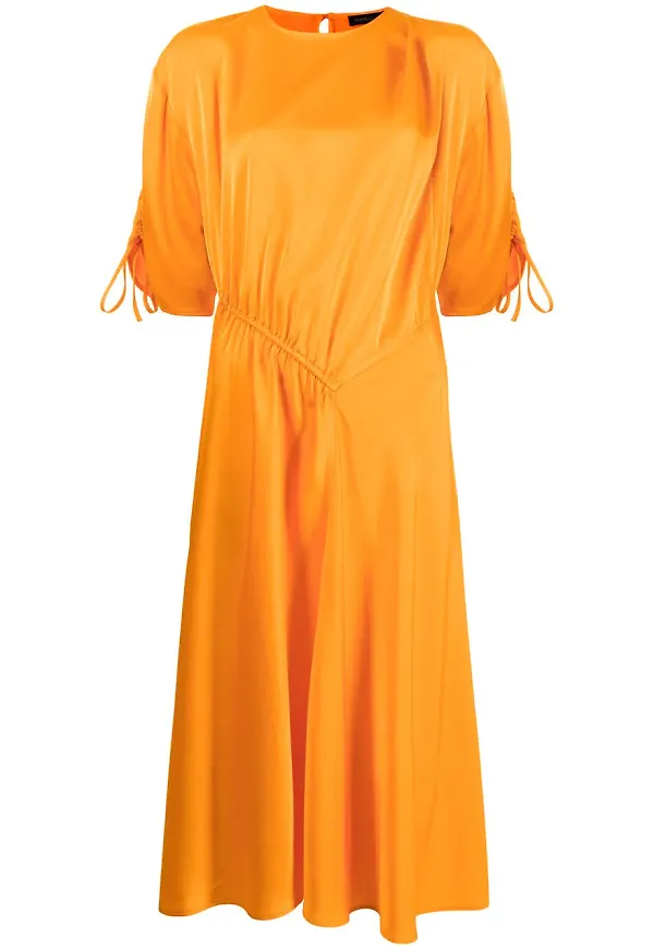 Stine Goya Davina midiklänning i satin - Orange