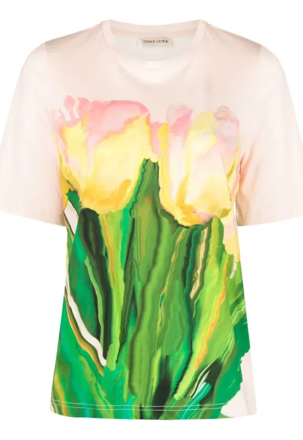 Stine Goya Leonie blommig t-shirt - Rosa