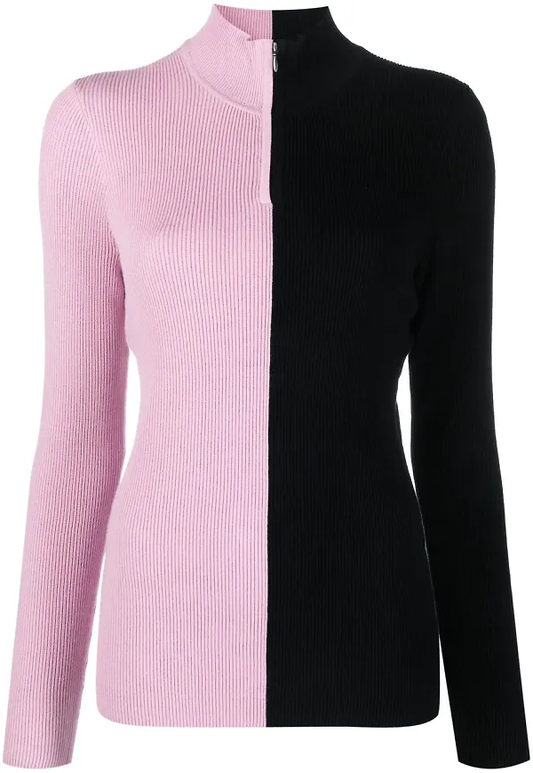 Stine Goya two-tone ribbed-knit jumper - Svart