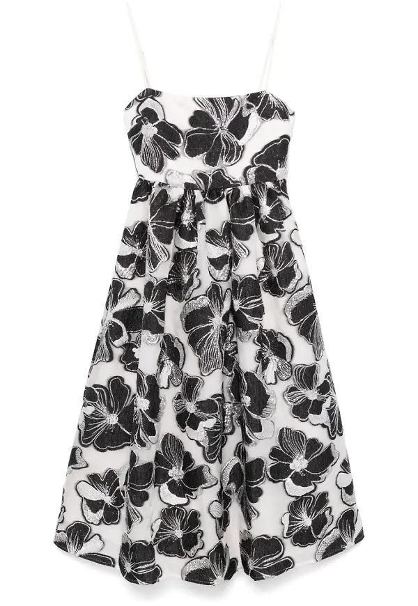 Stine Goya voluminös midiklänning i jacquard - Vit – Farfetch