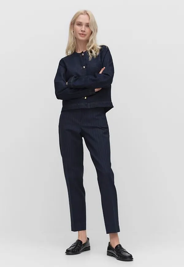 MQ Marqet Stockh lm Desi Trousers Kostymbyxor Navy Pinstripe Dam 34