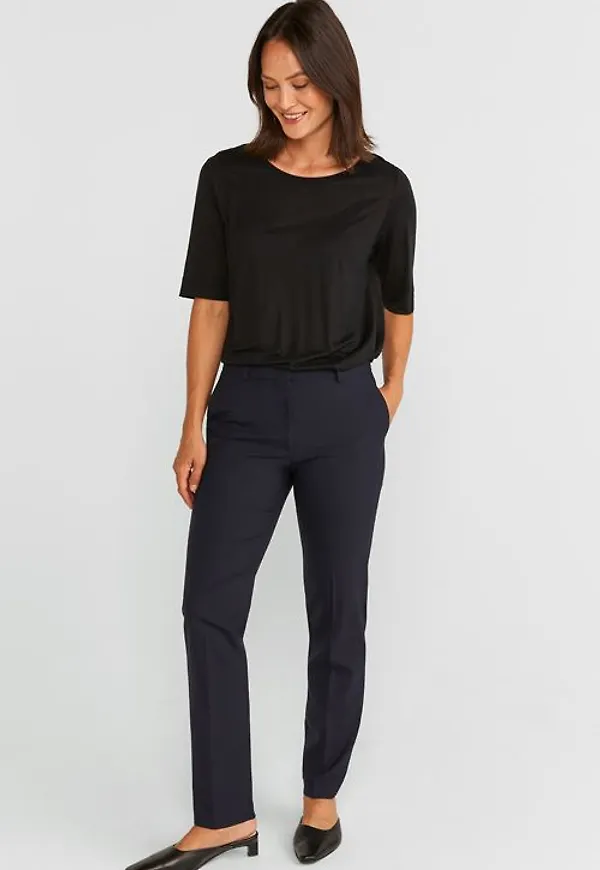 MQ Marqet Stockh lm Karen Slim Trousers Kostymbyxor Navy Dam 46