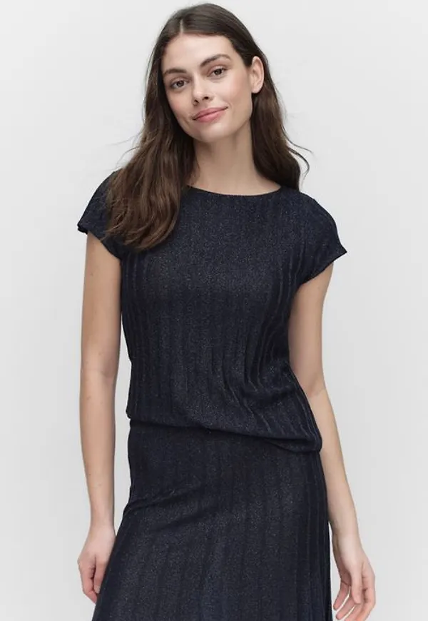 MQ Marqet Stockh lm Lisa Knitted Top Toppar Navy Lurex Dam XS