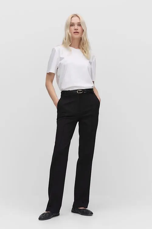 MQ Marqet Stockh lm Petra Straight Trousers Kostymbyxor Black Dam 34