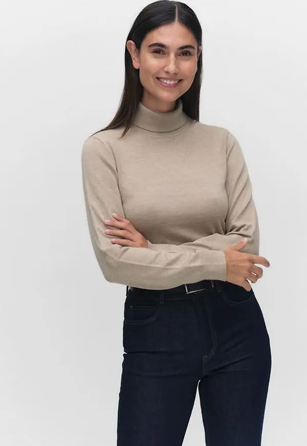 Stockh lm Regina Rollneck Polotröjor Camel Melange Dam XS MQ Marqet