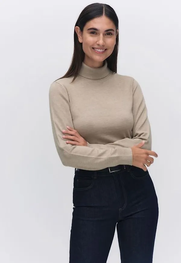 MQ Marqet Stockh lm Regina Rollneck Polotröjor Camel Melange Dam XL