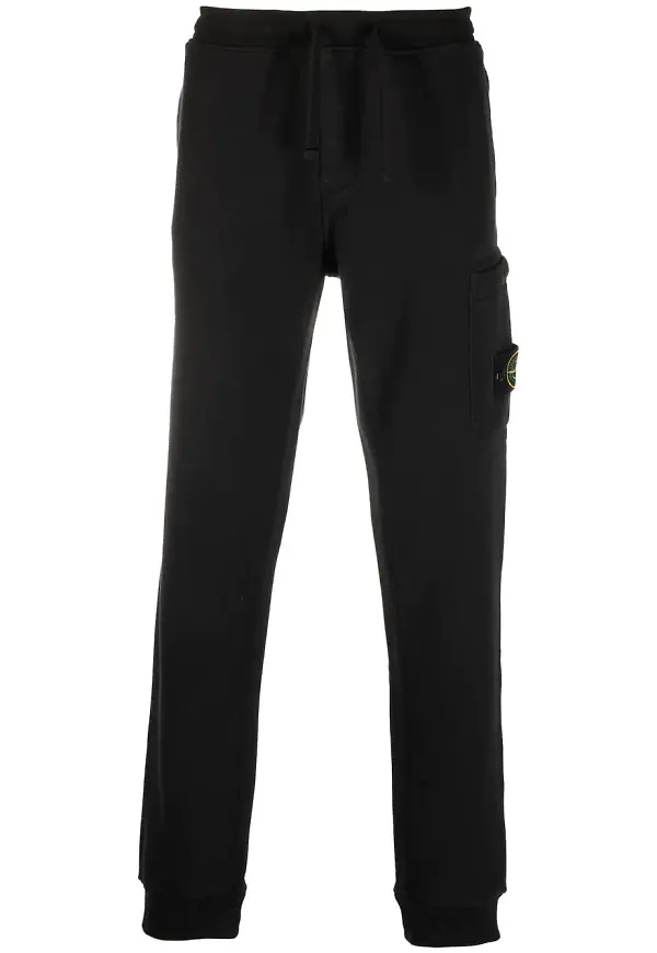 Stone Island avsmalnande fleecebyxor - Svart
