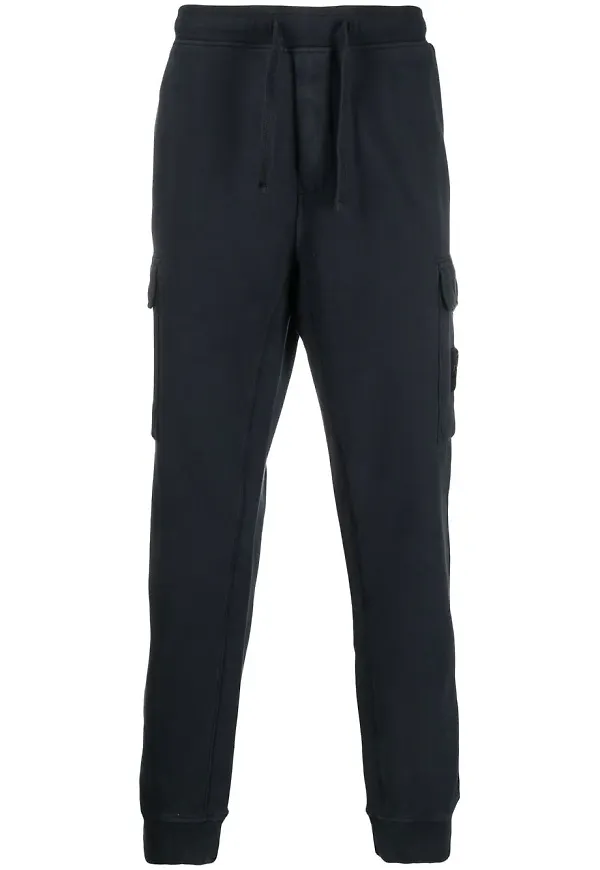Stone Island avsmalnande mjukisbyxor - Blå