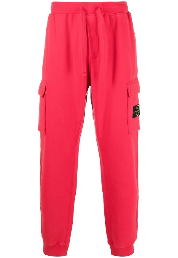 Stone Island avsmalnande mjukisbyxor - Röd