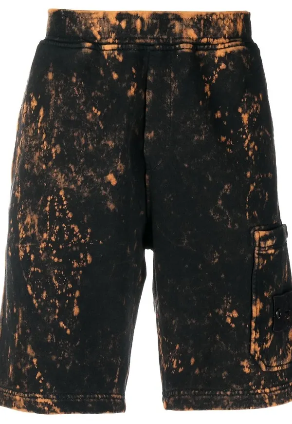 Stone Island blekta knäshorts - Svart