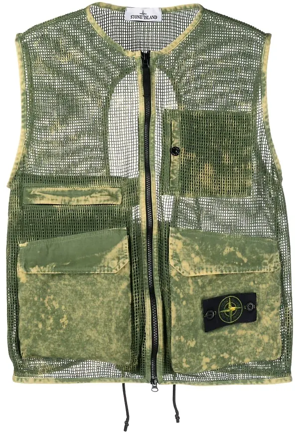 Stone Island bomullsväst i mesh - Grön