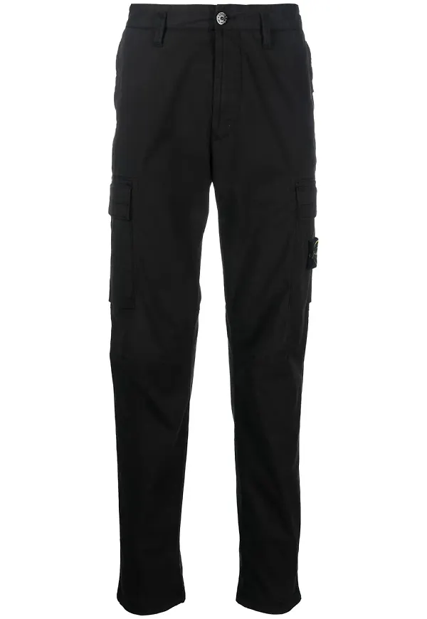 Stone Island byxor i stretchig ekologisk bomullstwill - Svart