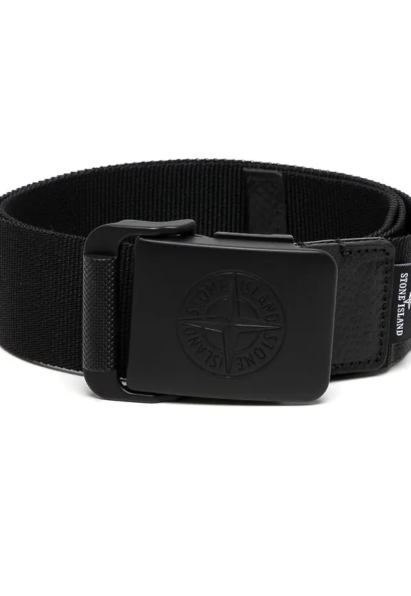 Stone Island bälte med graverad logotyp - Svart