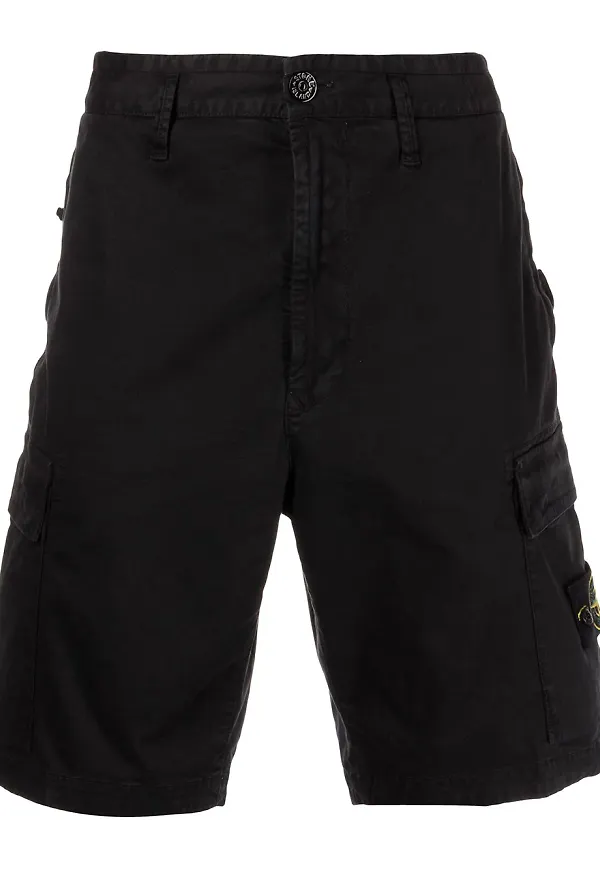 Stone Island cargoshorts med logotyp - Svart