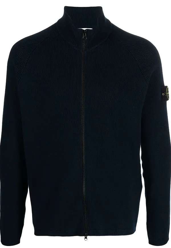 Stone Island Compass-patch zip-up cardigan - Blå