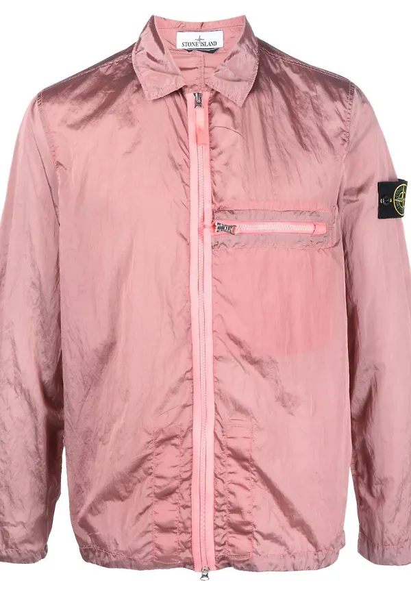 Stone Island compass-patch zip-up jacket - Rosa