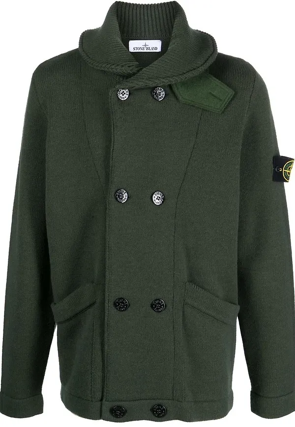 Stone Island dubbelknäppt kofta - Grön