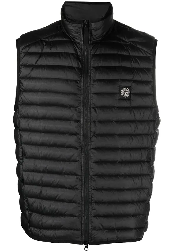 Stone Island dunväst med kompassmärke - Svart
