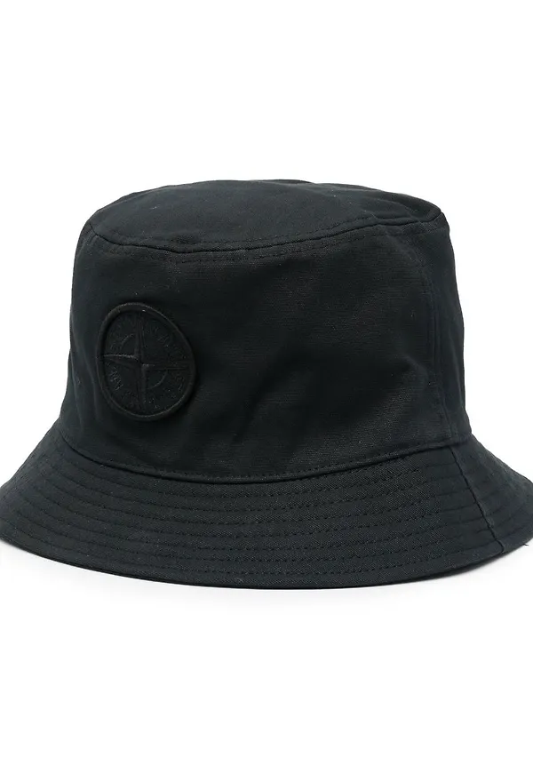 Stone Island fiskehatt med broderad logotyp - Svart
