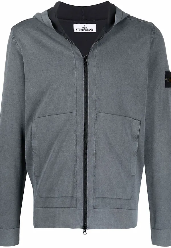 Stone Island hoodie med dragkedja - Blå